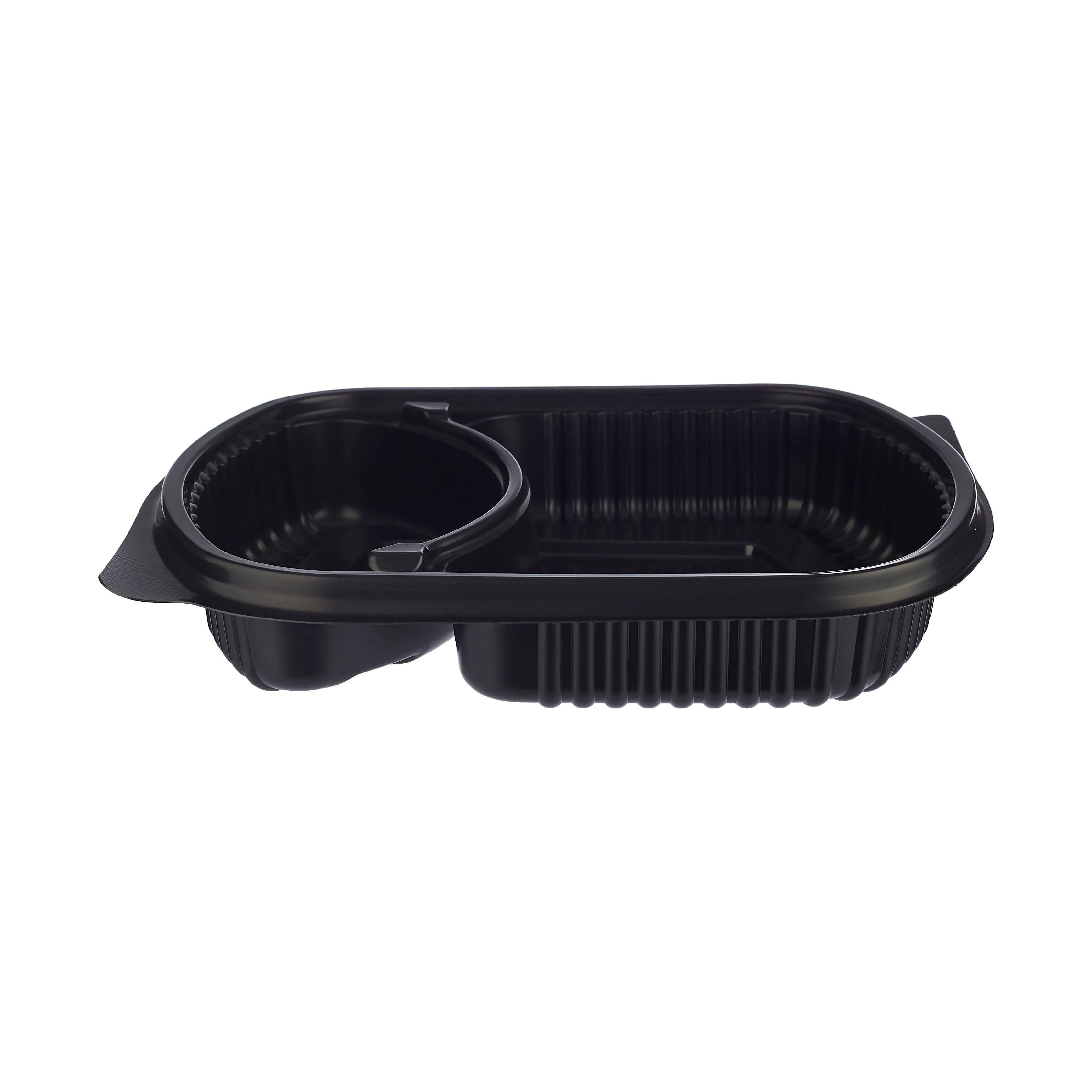2 Pieces Black Base Rectangular 2-Compartment Container