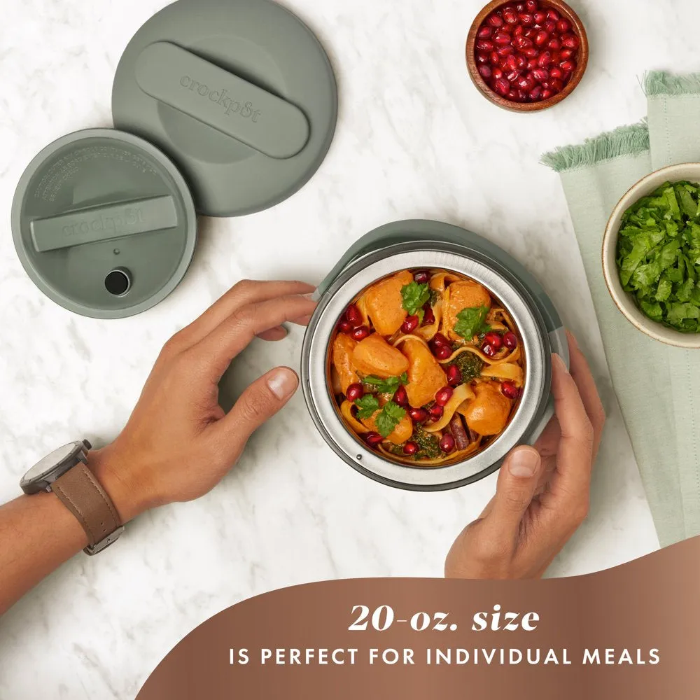 20-Oz Lunch Crock Food Warmer, Heated Lunch Box, Moonshine Green