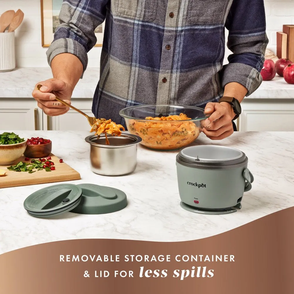 20-Oz Lunch Crock Food Warmer, Heated Lunch Box, Moonshine Green