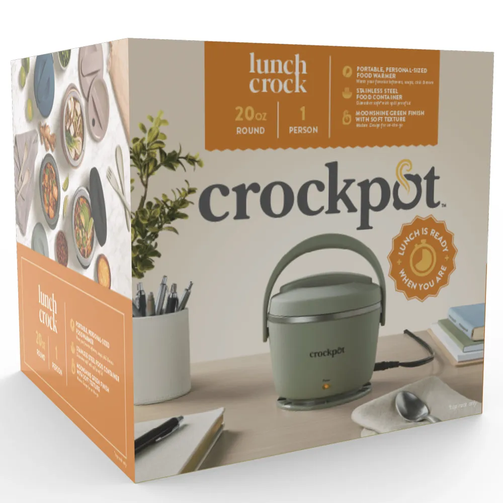 20-Oz Lunch Crock Food Warmer, Heated Lunch Box, Moonshine Green