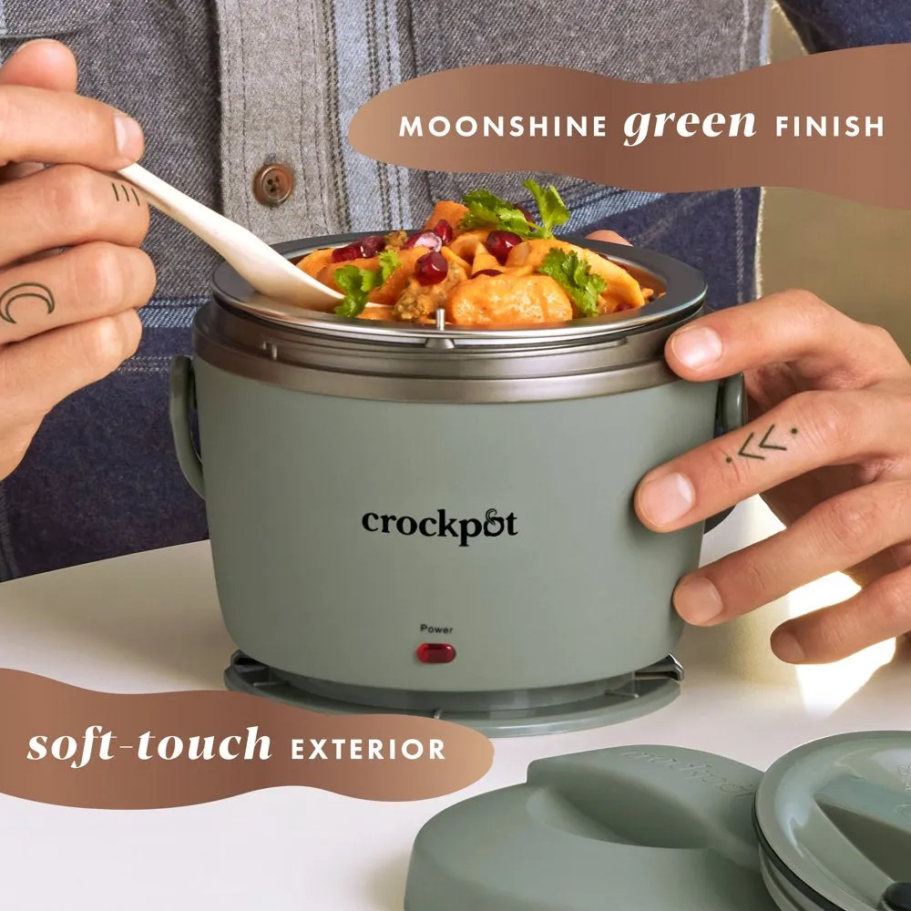 20-Oz Lunch Crock Food Warmer, Heated Lunch Box, Moonshine Green