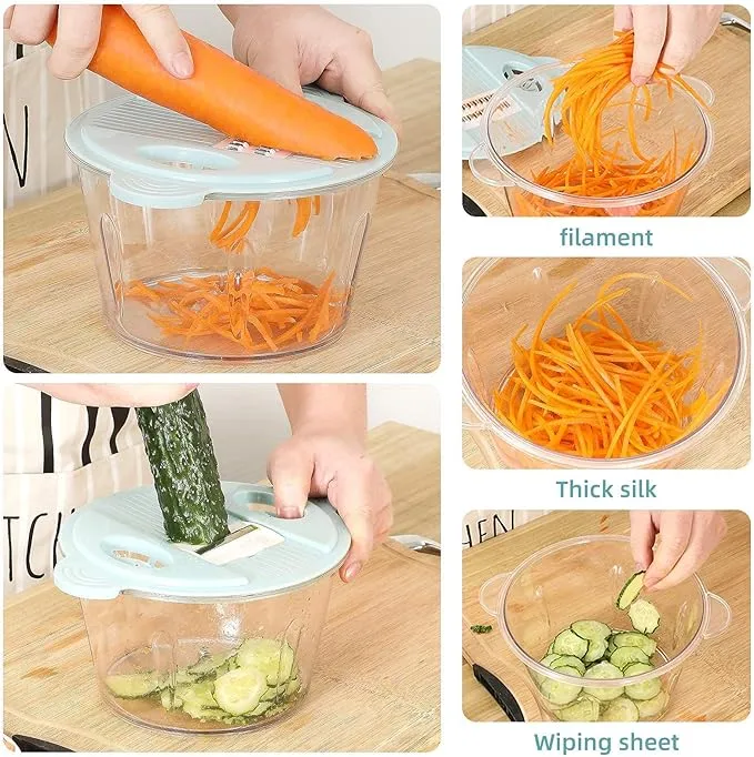 2L Powerful Manual Hand Pushing  Stainless Steel Food Chopper Processor