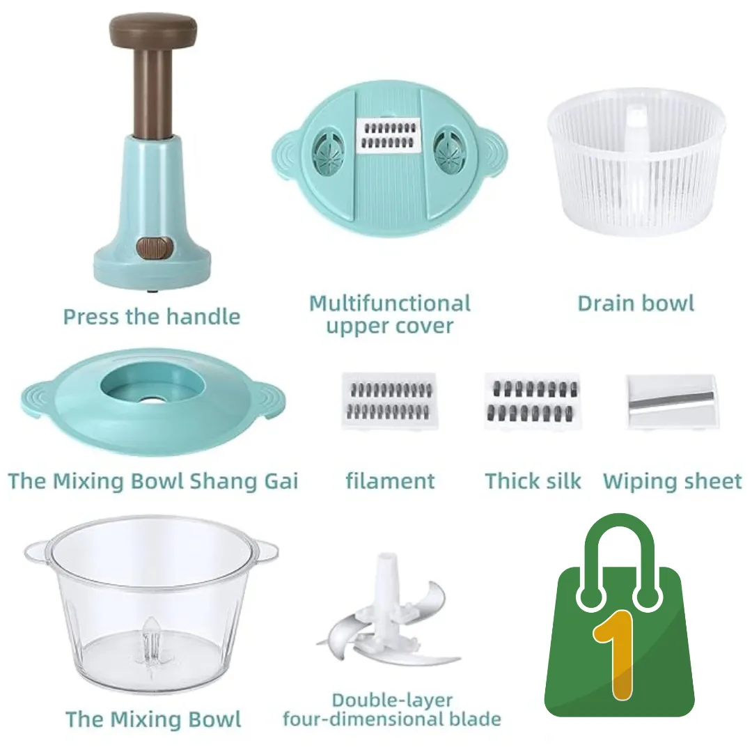 2L Powerful Manual Hand Pushing  Stainless Steel Food Chopper Processor
