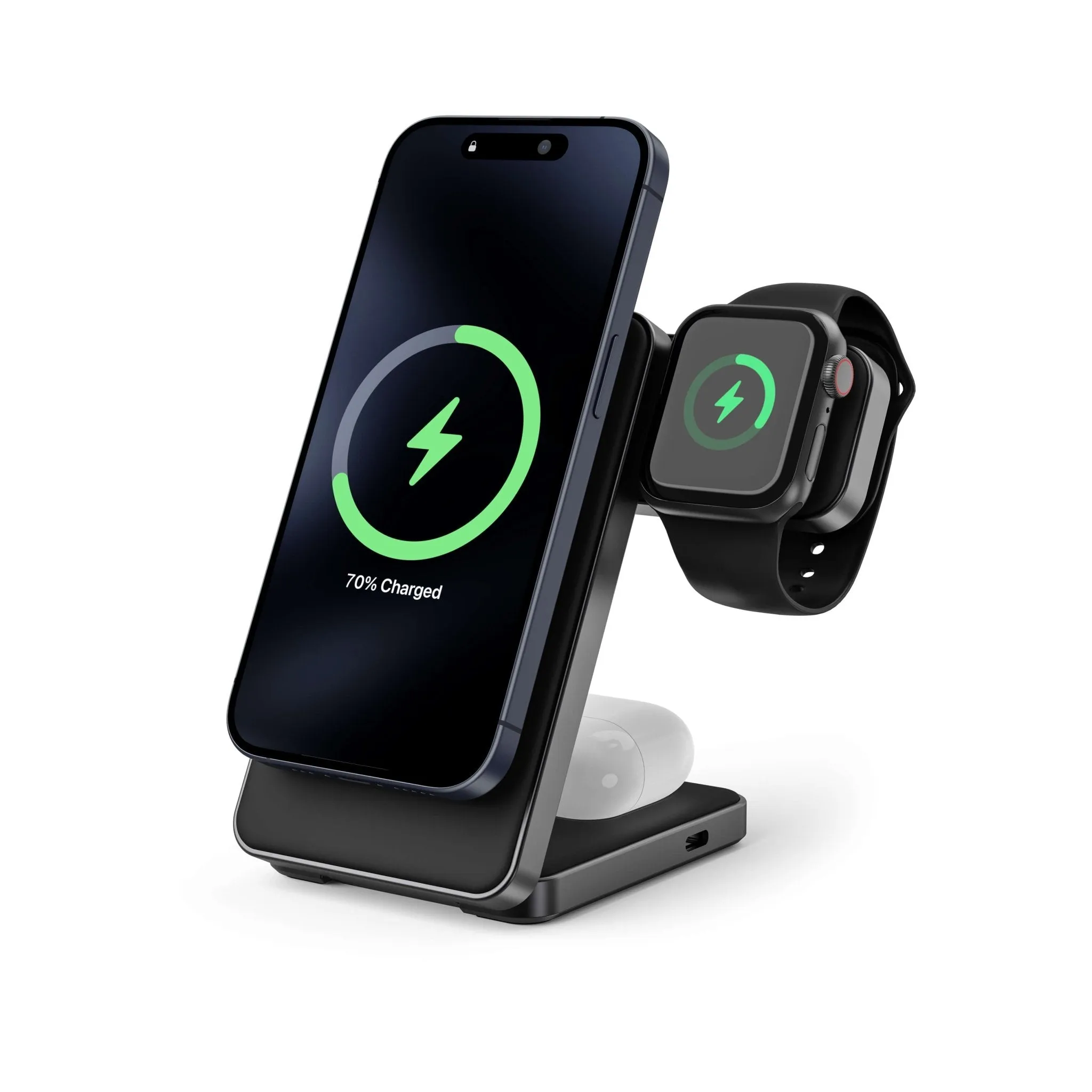 3-in-1 Foldable Qi2 Wireless Charger,Black