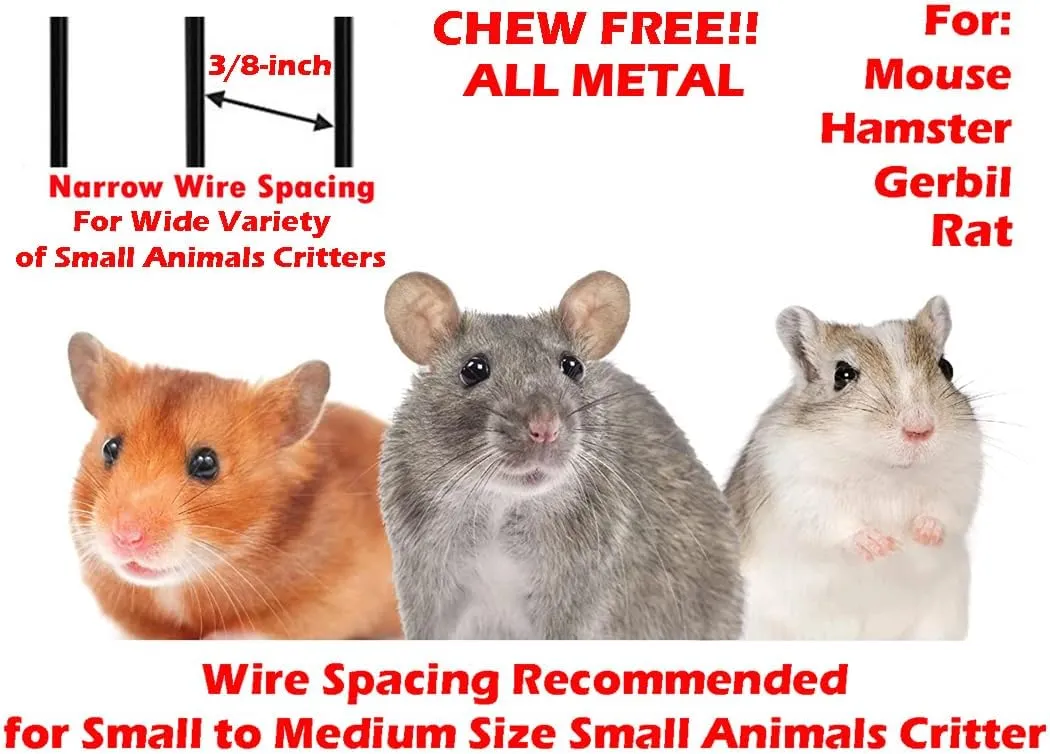 30" Large 3-Levels Easy Foldable Chew-Proof Tight Bar Spacing Ferret Chinchilla Sugar Glider Rats Mice Mouse Rodent Hamster Gerbil Hedgehog Small Animal Critter Metal Travel Carrier Cage