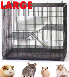 30" Large 3-Levels Easy Foldable Chew-Proof Tight Bar Spacing Ferret Chinchilla Sugar Glider Rats Mice Mouse Rodent Hamster Gerbil Hedgehog Small Animal Critter Metal Travel Carrier Cage