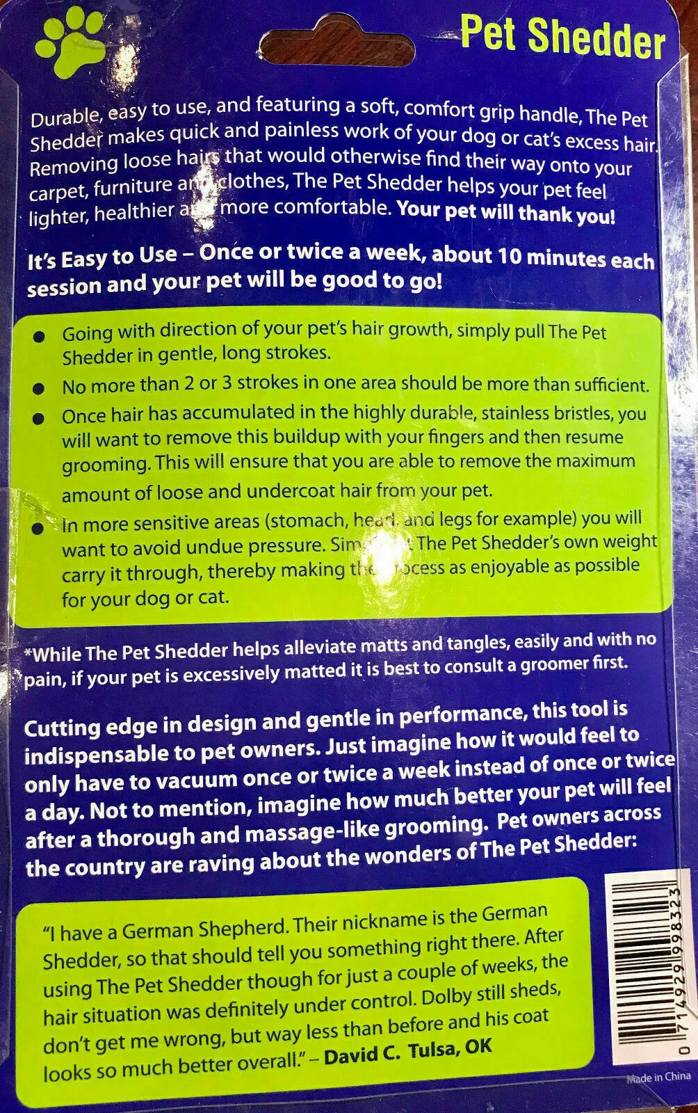 5 Pack Pet Shedder THE NEW EASY TO USE DE SHEDDING AND LIGHT GROOMING TOOLS
