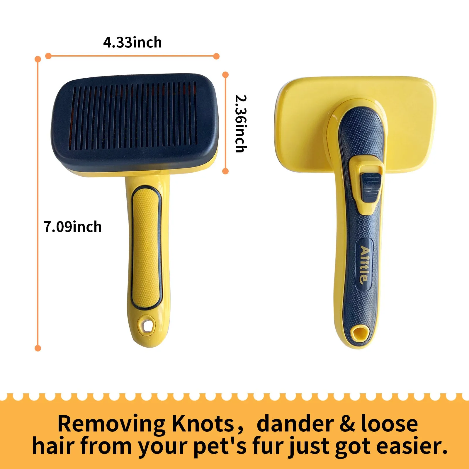 Aiitle Pet Easy Self-Cleaning Brush for Shedding and Grooming Yellow