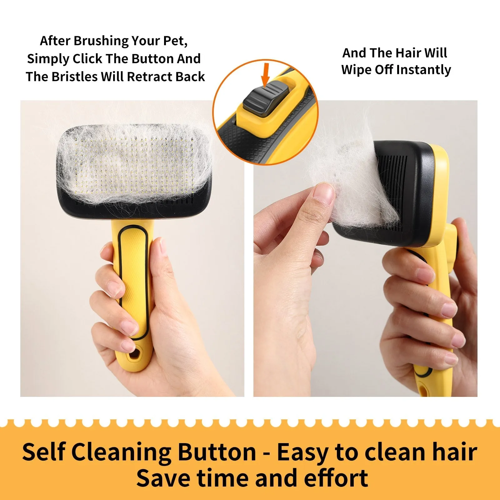 Aiitle Pet Easy Self-Cleaning Brush for Shedding and Grooming Yellow