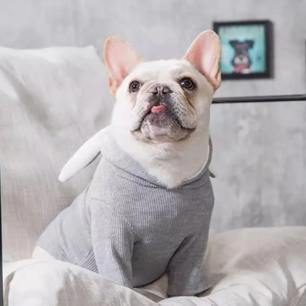 ANIAC Funny Dog Hoodies for Small Dog Girl Boy Bunny Ears Dog Clothes Hooded Puppy Sweatshirt Cat Apparel Pet Costume for Easter Halloween Christmas Holiday (Large, Grey)