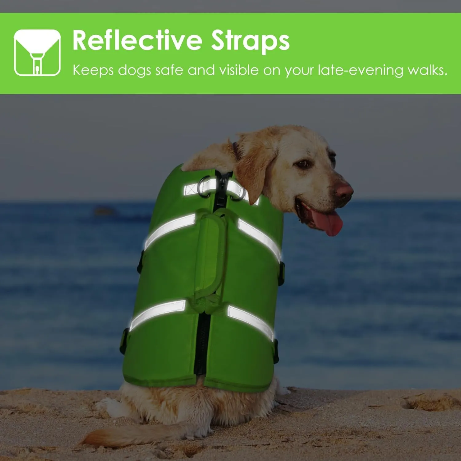 AOFITEE Dog Life Jacket High Flotation, Dog Life Vest for Swimming, Reflective Medium Dog Swimming Vest, Adjustable Dogs Swimsuit Lifesaver with Zipper and Rescue Handle for Small Medium Large Dogs
