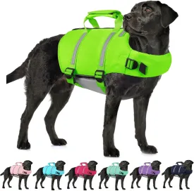 AOFITEE Dog Life Jacket High Flotation, Dog Life Vest for Swimming, Reflective Medium Dog Swimming Vest, Adjustable Dogs Swimsuit Lifesaver with Zipper and Rescue Handle for Small Medium Large Dogs