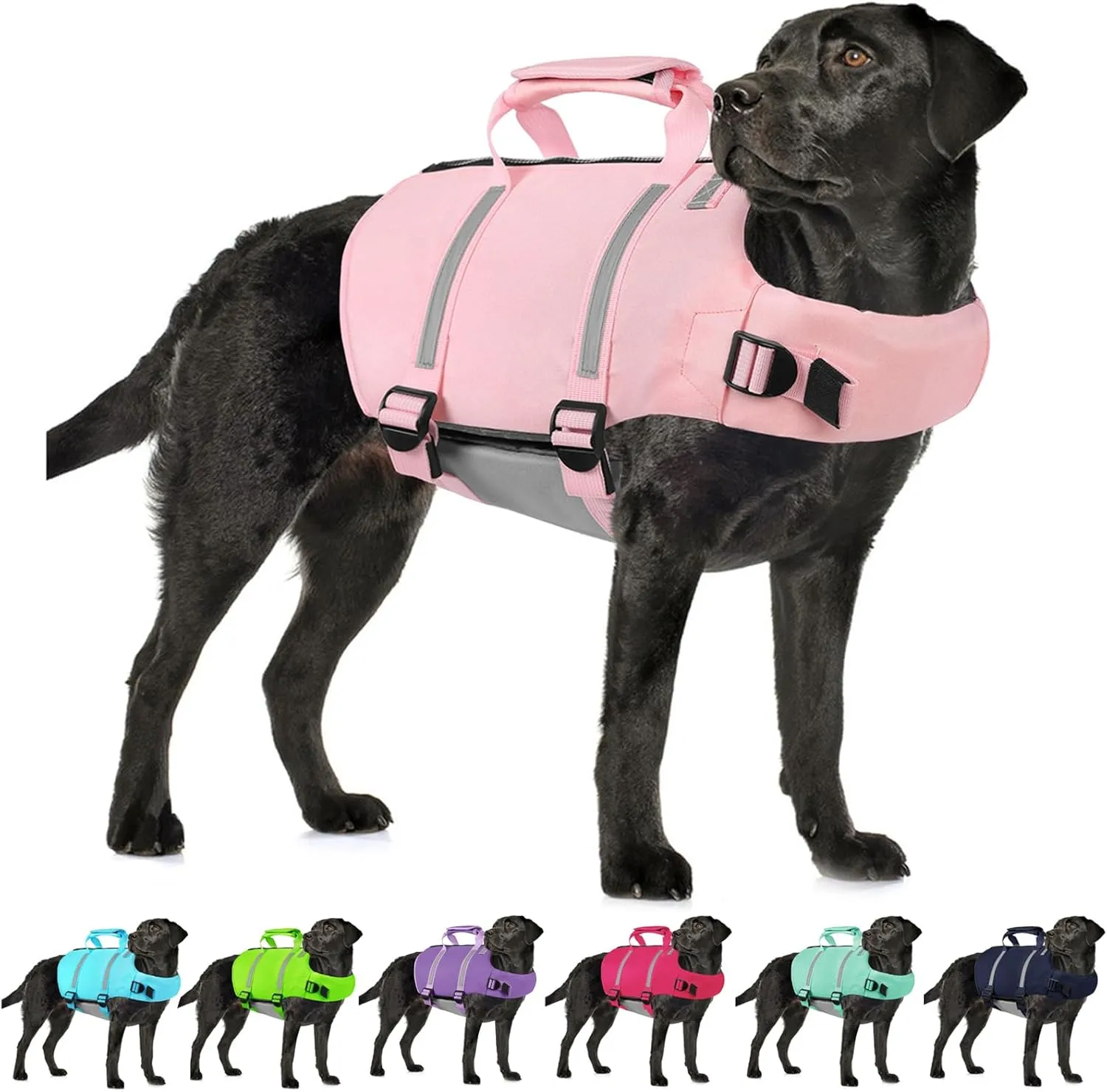AOFITEE Dog Life Jacket High Flotation, Dog Life Vest for Swimming, Reflective Medium Dog Swimming Vest, Adjustable Dogs Swimsuit Lifesaver with Zipper and Rescue Handle for Small Medium Large Dogs