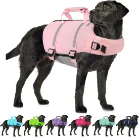 AOFITEE Dog Life Jacket High Flotation, Dog Life Vest for Swimming, Reflective Medium Dog Swimming Vest, Adjustable Dogs Swimsuit Lifesaver with Zipper and Rescue Handle for Small Medium Large Dogs