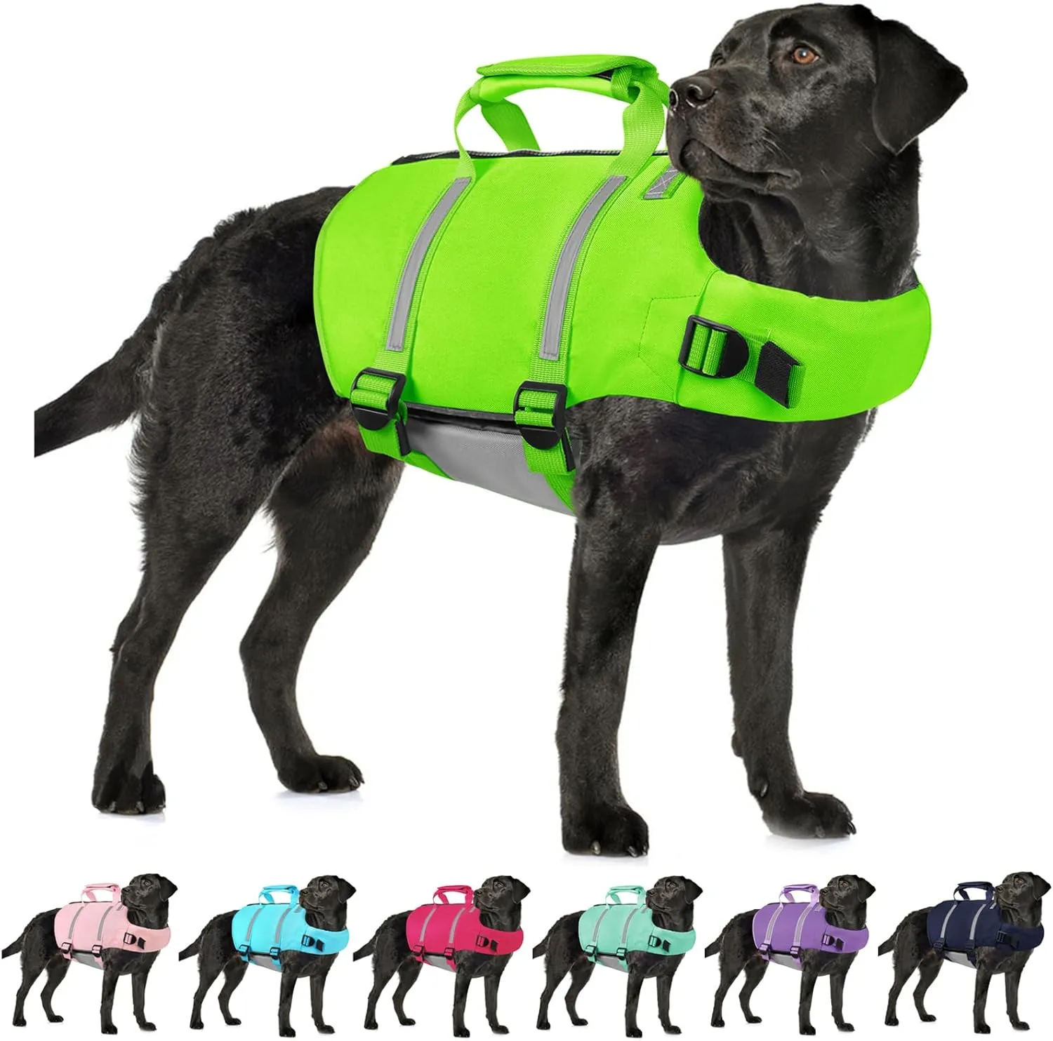 AOFITEE Dog Life Jacket High Flotation, Dog Life Vest for Swimming, Reflective Medium Dog Swimming Vest, Adjustable Dogs Swimsuit Lifesaver with Zipper and Rescue Handle for Small Medium Large Dogs