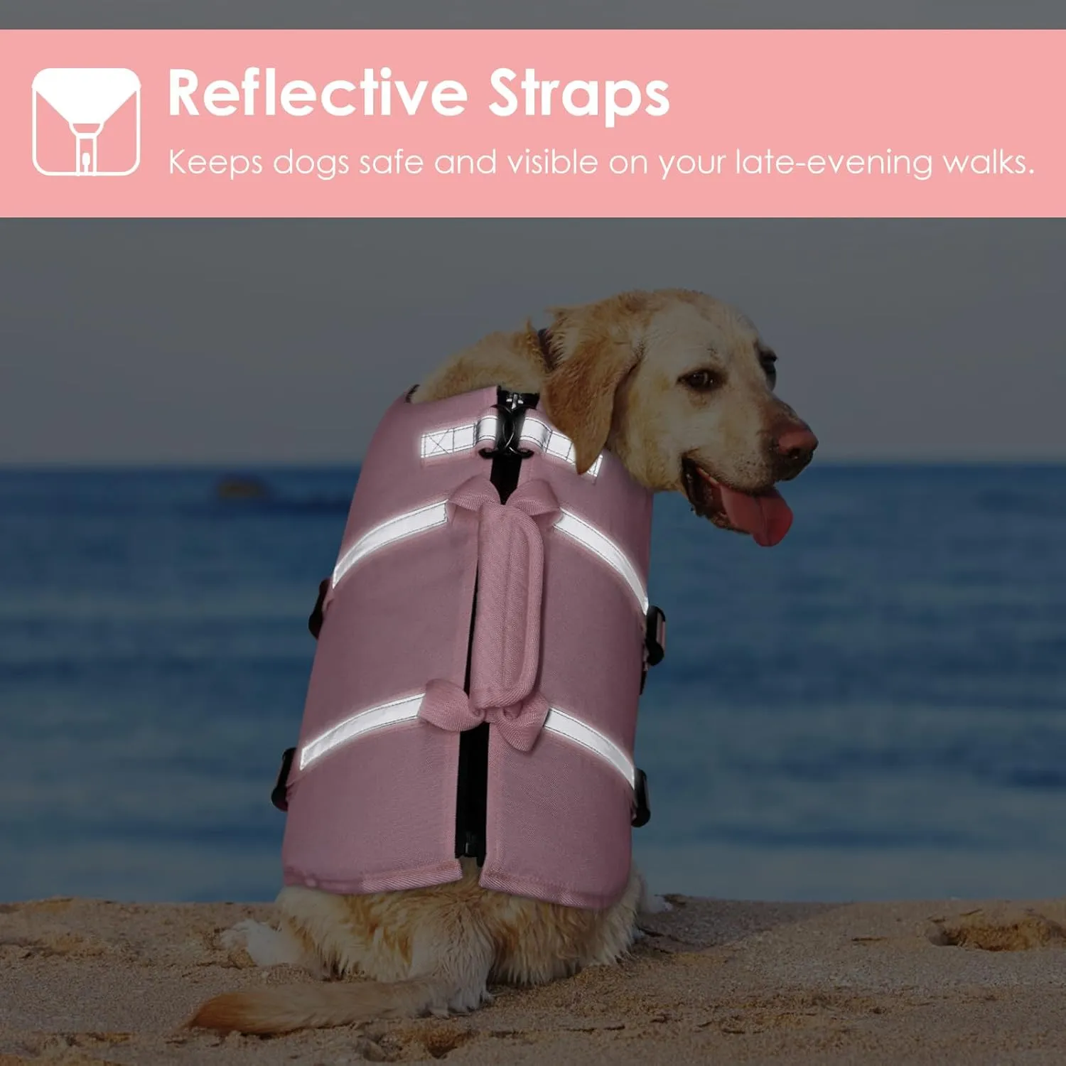 AOFITEE Dog Life Jacket High Flotation, Dog Life Vest for Swimming, Reflective Medium Dog Swimming Vest, Adjustable Dogs Swimsuit Lifesaver with Zipper and Rescue Handle for Small Medium Large Dogs
