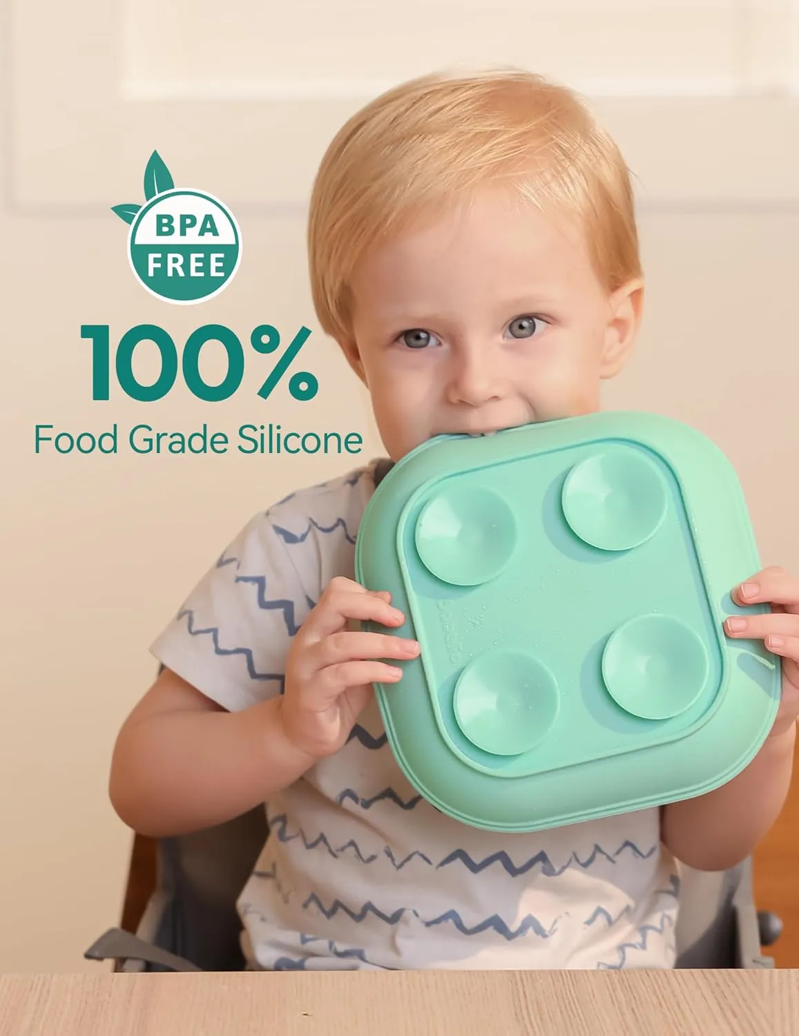 BABELIO Suction Plates for Baby and Toddler, 100% Food Grade Silicone, BPA Free, Dishwasher & Microwave Safe, with 4 Suction Cups, Stackable, 3 Pack