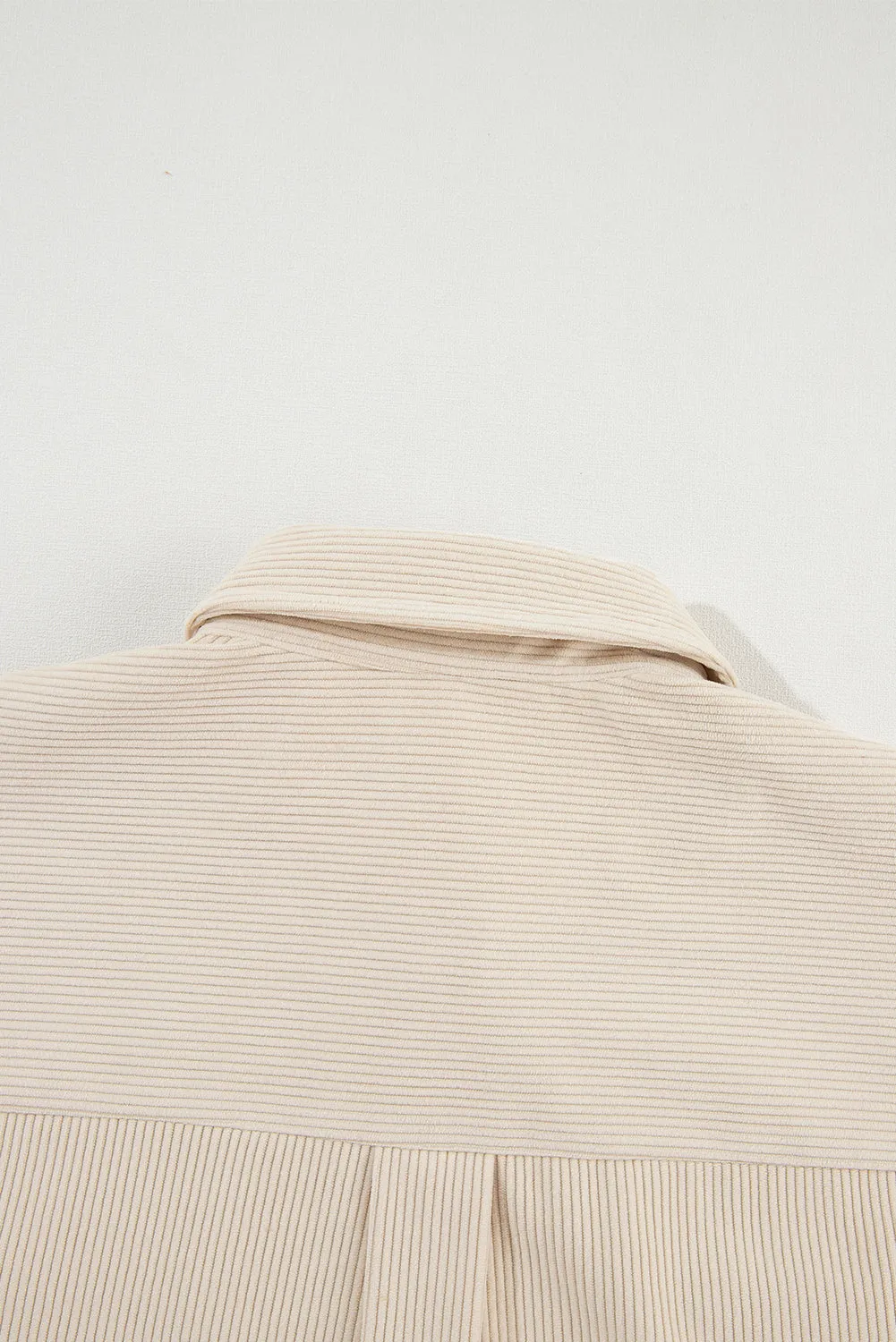 Beige Corduroy and Houndstooth Button-Down Shirt