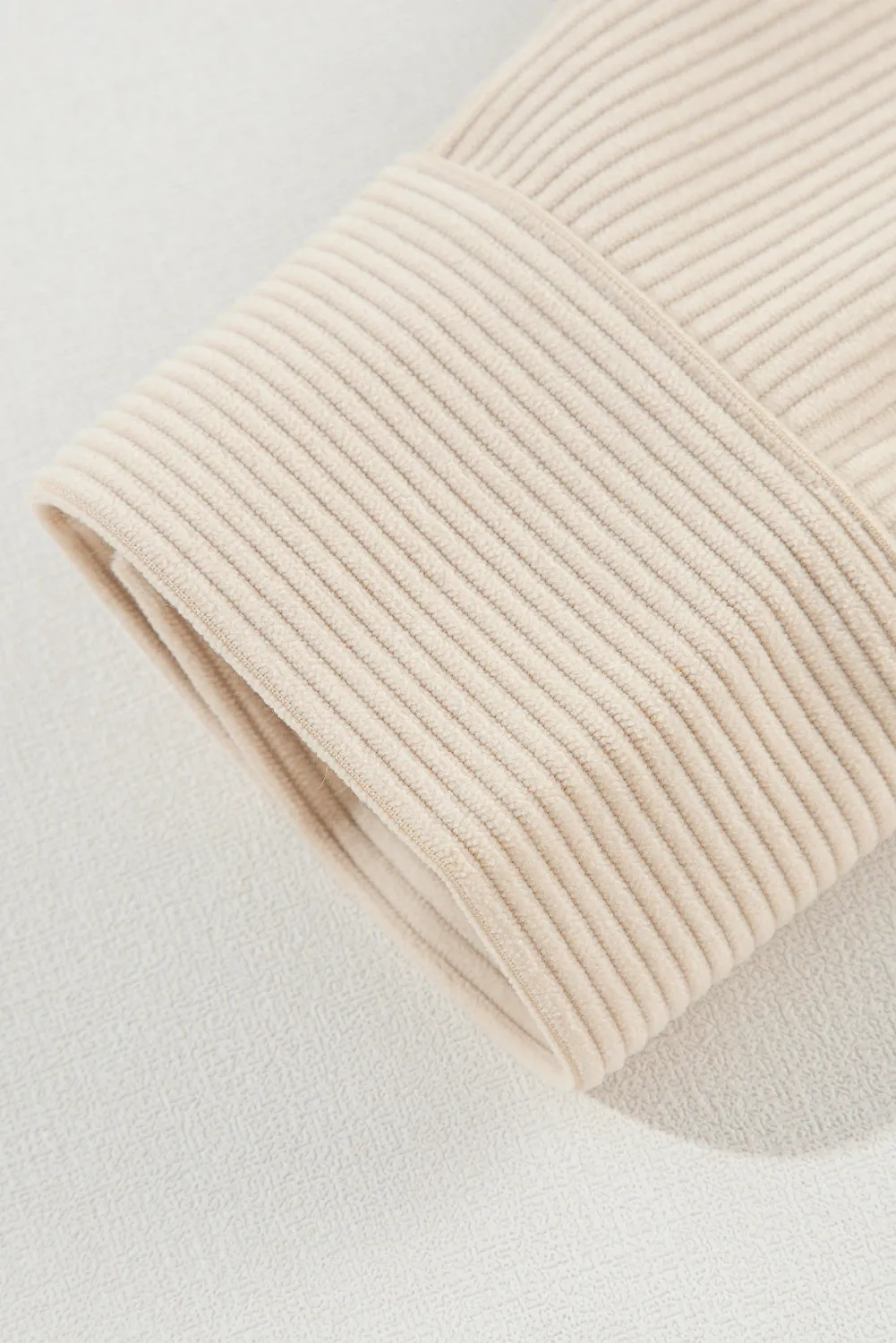 Beige Corduroy and Houndstooth Button-Down Shirt