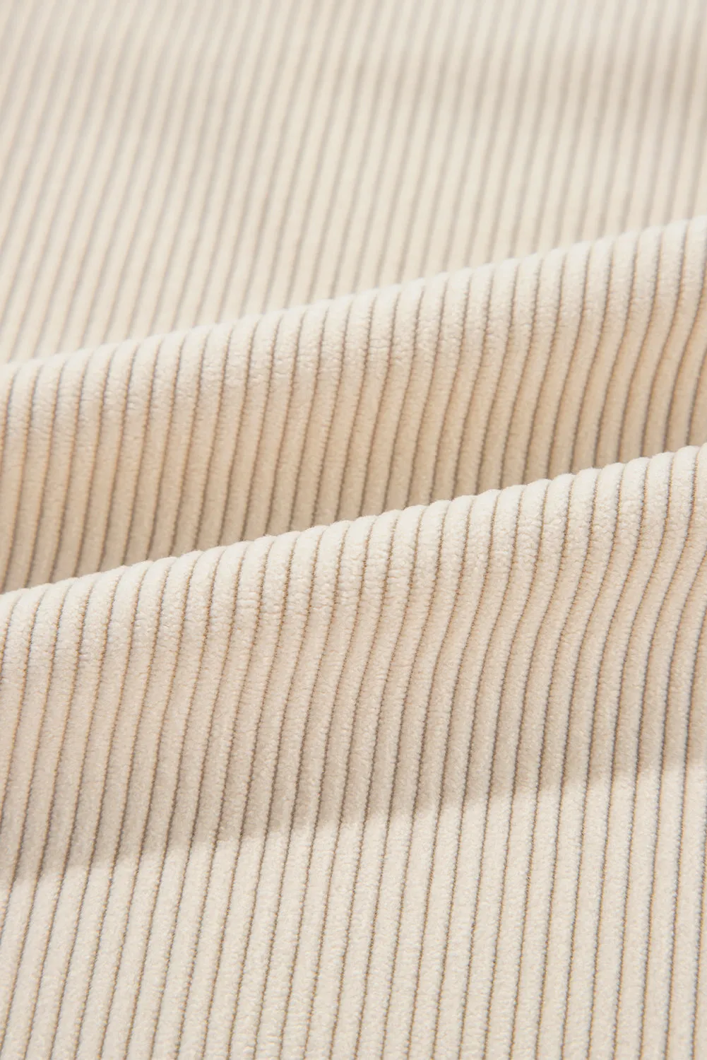 Beige Corduroy and Houndstooth Button-Down Shirt