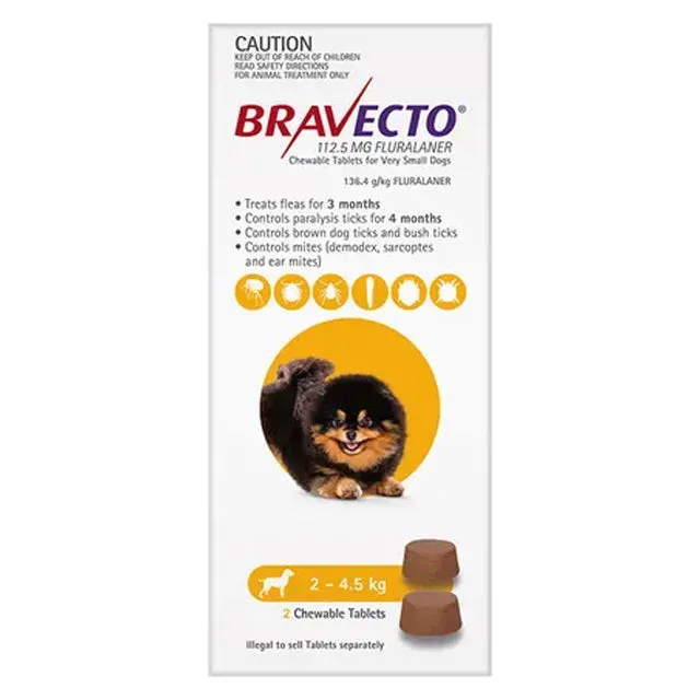 BRAVECTO Flea & Tick Chew Treatment 2-4.5kg for Dogs
