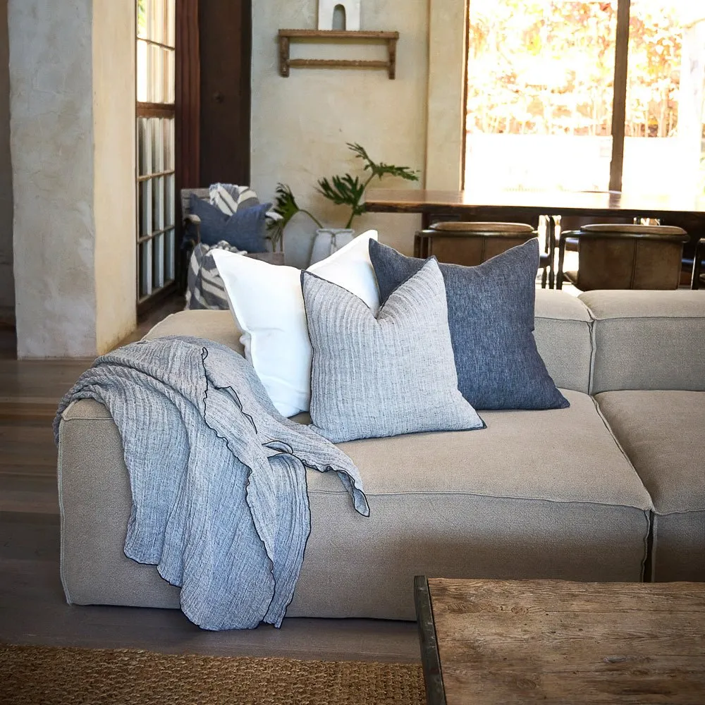 Cristal Linen Cushion - Soft Ink/Ink 