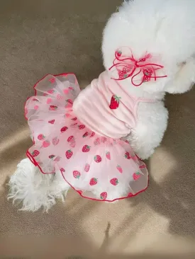 Cute Strawberry Tutu Summer Dress for Dogs