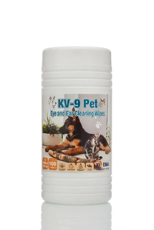 Dog & cat eye and ear tear stain wipes by Kivema | 100 non-irritating Grooming wipes that remove dirt and discharge