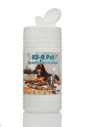 Dog & cat eye and ear tear stain wipes by Kivema | 100 non-irritating Grooming wipes that remove dirt and discharge