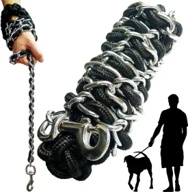 Dog Leash Metal Leashes Chain Rope with Pet Collar Training Walking Leads Heavy Duty Anti Bite 360 Hook for Medium and Large Dogs (X-Large)