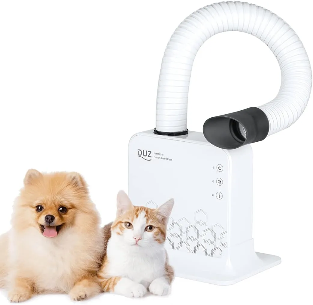 DUZ V2 Super Quiet Hands-Free Pet Dryer: Low-Noise Dog Dryer for Grooming, Reduces Labor & Stress, Ideal for Small Dogs and Cats, 1-Year Warranty