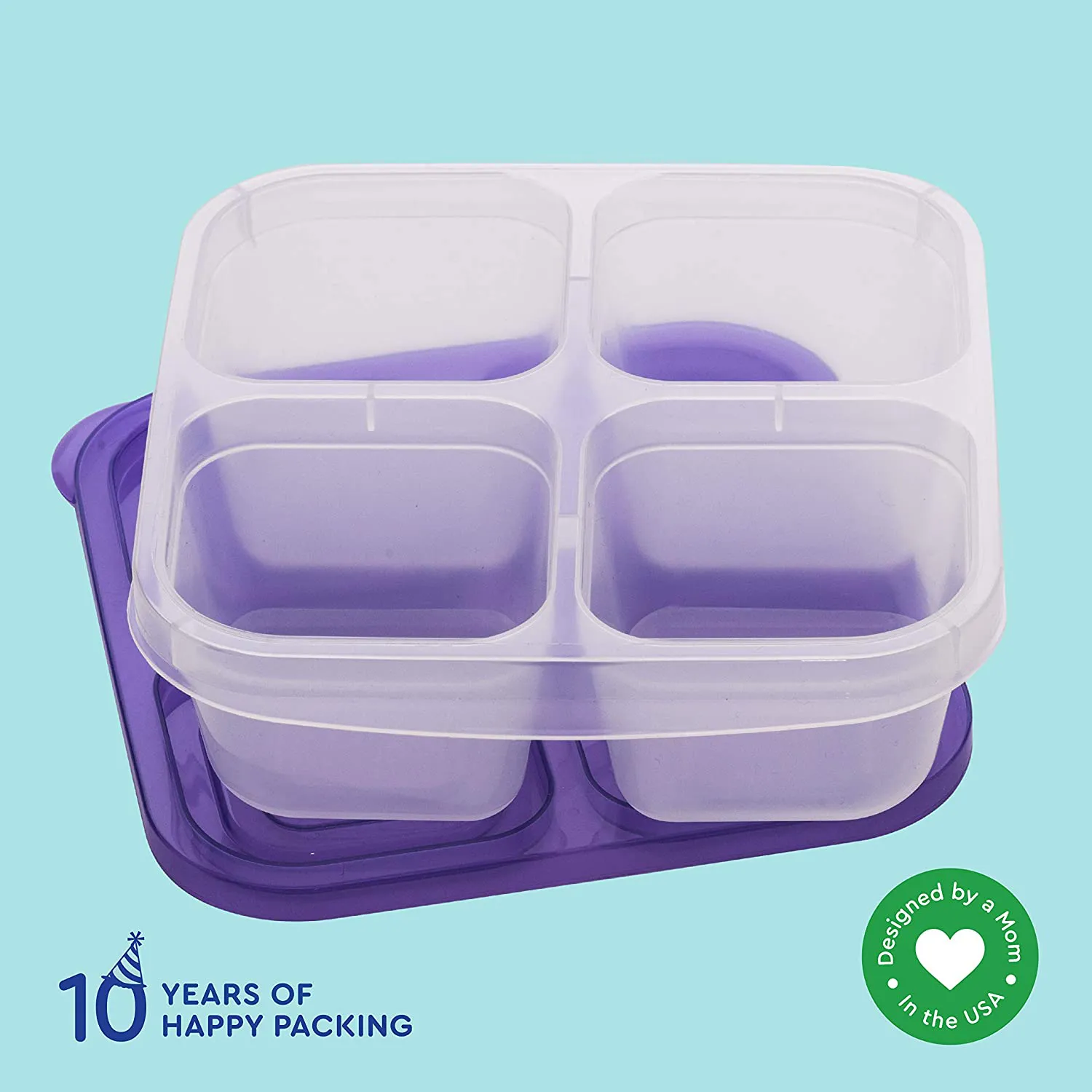 EasyLunchboxes - Bento Snack Boxes - Reusable 4-Compartment Food Containers for School, Work and Travel, Set of 4, (Pastels)