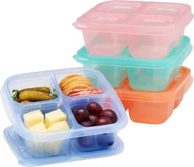 EasyLunchboxes - Bento Snack Boxes - Reusable 4-Compartment Food Containers for School, Work and Travel, Set of 4, (Pastels)