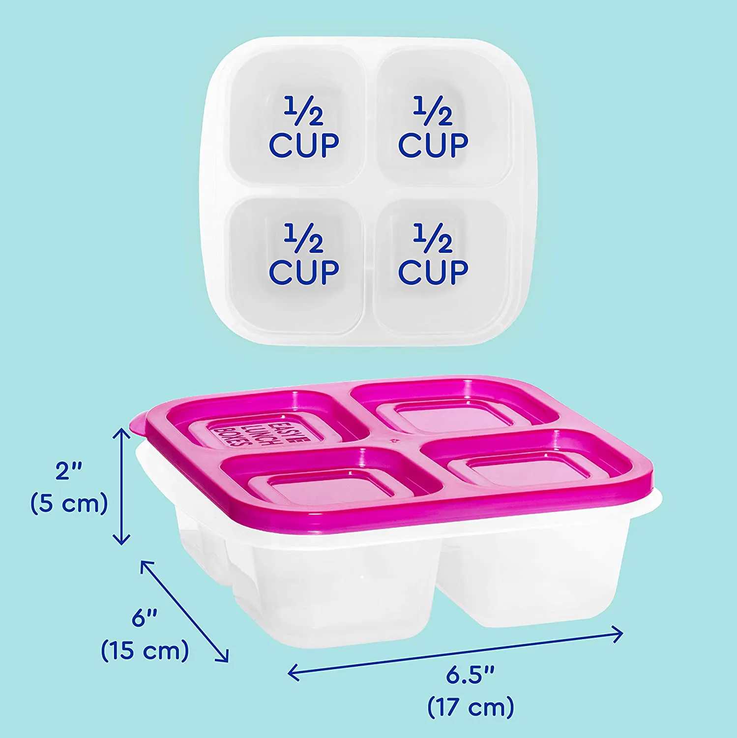 EasyLunchboxes - Bento Snack Boxes - Reusable 4-Compartment Food Containers for School, Work and Travel, Set of 4, (Pastels)