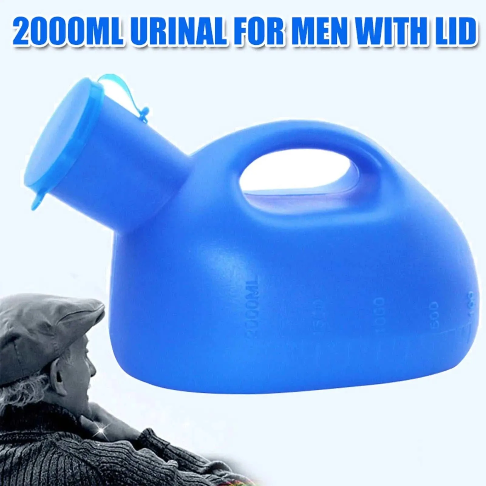 Elderly Men Urinals Pee Container Large Capacity 2000ml Pee Container for Drive and Travel for Long Hours