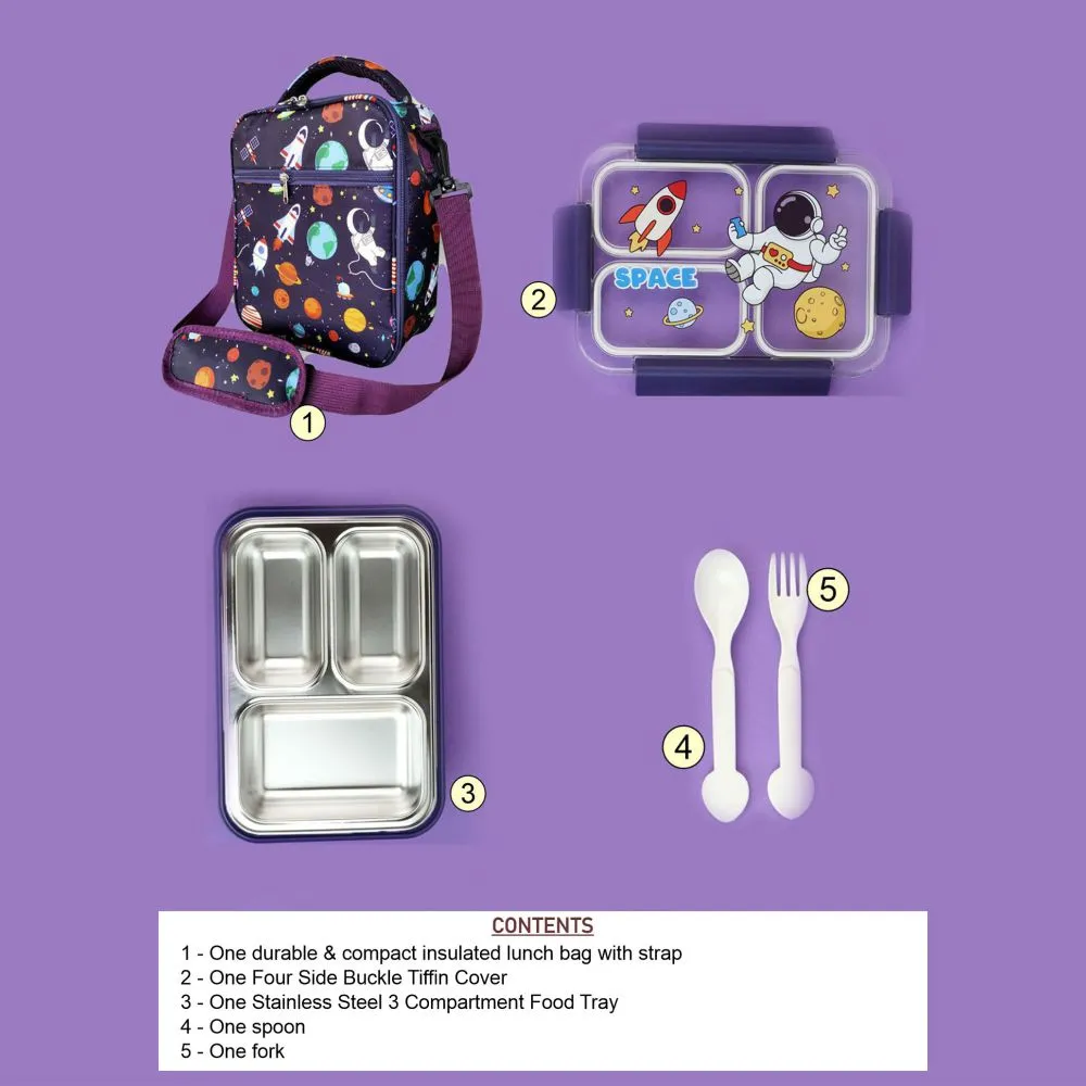 Floating Astro Stainless Steel Tiffin/Lunch Box with matching Lunch Bag