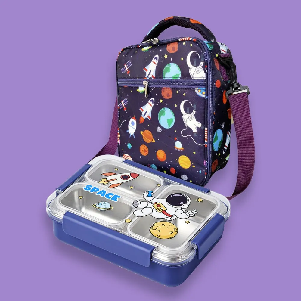 Floating Astro Stainless Steel Tiffin/Lunch Box with matching Lunch Bag