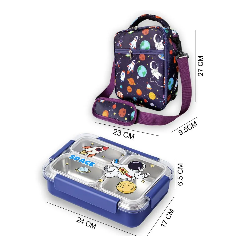 Floating Astro Stainless Steel Tiffin/Lunch Box with matching Lunch Bag