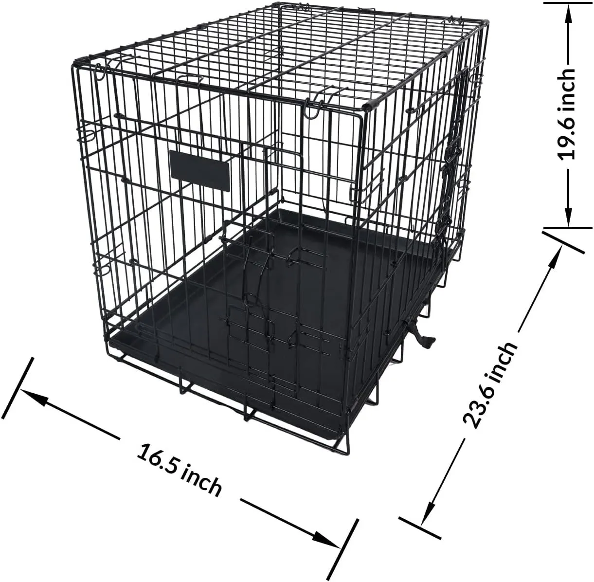 Foldable Double Door Dog Crate with Leak-Proof Track, 24-Inch