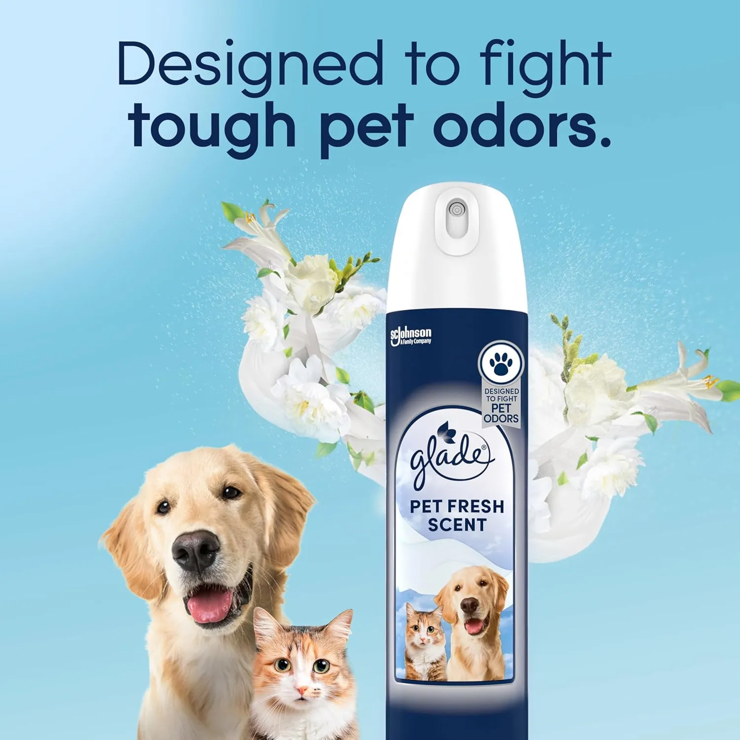 Glade Air Freshener Room Spray, Pet Fresh Scent, Odor Fighting to Deliver Long Lasting Freshness, 8 Oz, 2 Count