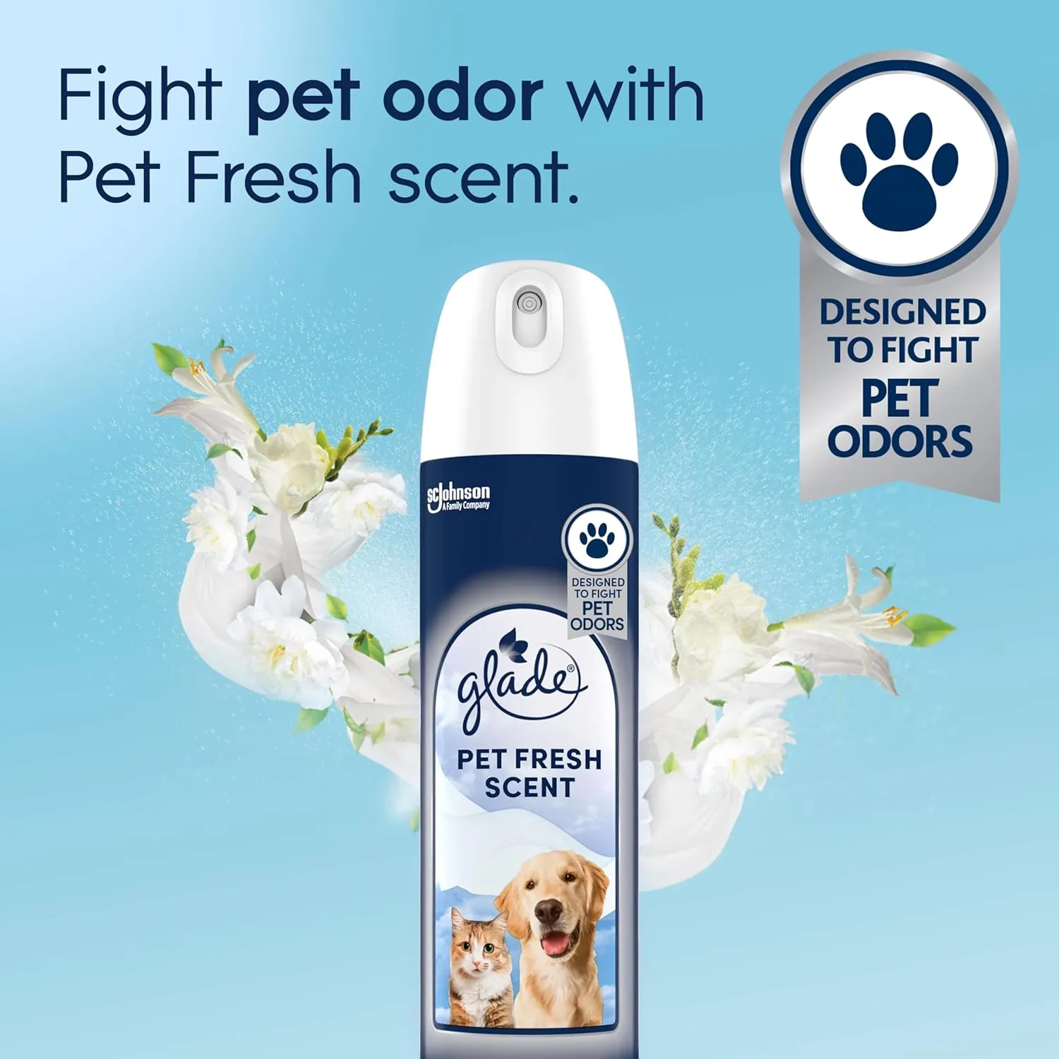 Glade Air Freshener Room Spray, Pet Fresh Scent, Odor Fighting to Deliver Long Lasting Freshness, 8 Oz, 2 Count