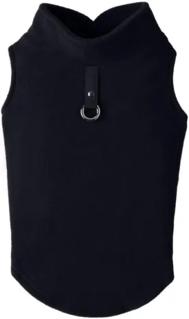 Gooby Fleece Vest Dog Sweater - Black, Medium - Warm Pullover Fleece Dog Jacket with O-Ring Leash - Winter Small Dog Sweater Coat - Cold Weather Dog Clothes for Small Dogs Boy or Girl