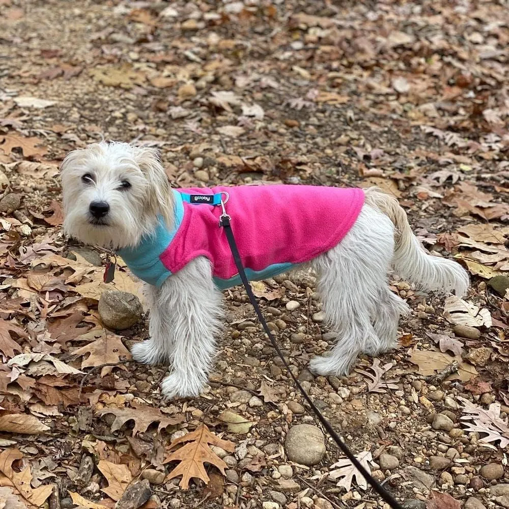 Gooby Half Stretch Fleece Vest Sweater - Purple, Medium - Warm Pullover Jacket With D-Ring Leash - Winter Small Dog Coat - Cold Weather Clothes for Small Dogs Boy or Girl