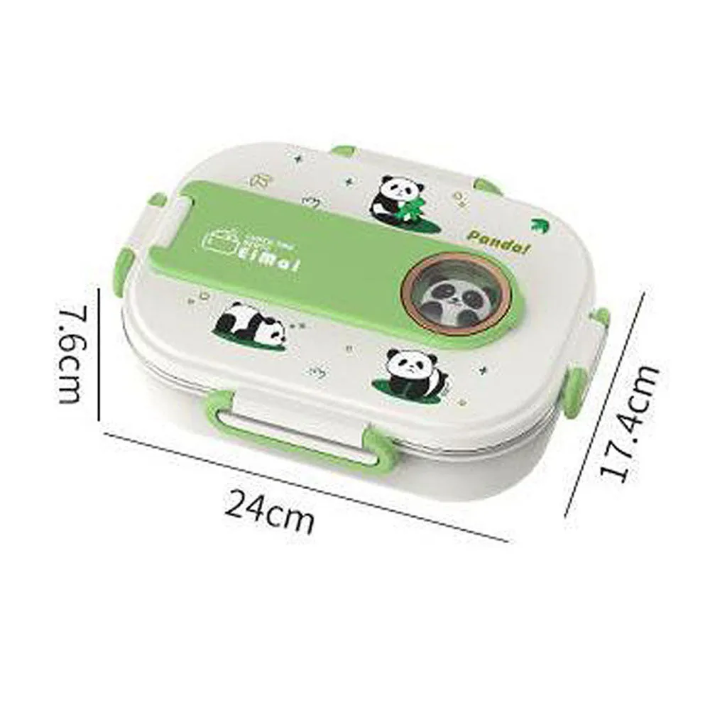 Little Surprise Box 2D Panda Medium Size Size Stainless Steel Lunch Box /Tiffin with Insulated Matching Lunch Bag, stainless steel spoon and chopsticks for Kids & Adults, 1000 ml