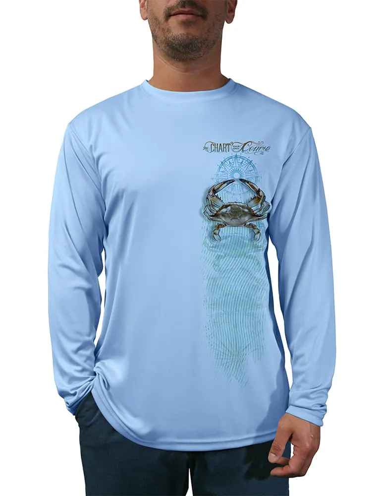 Men's UV Rash Guard with Long Sleeves | Crab Design Left Side | Outdoor Sports