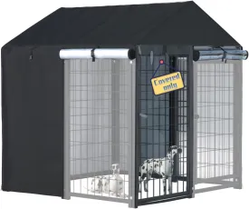 NGB Outdoor Dog Kennel Cover,4'Dx4'Wx4.5'H 600d Heavy Duty Waterproof Dog Cages Cover for Multiple Brands of Dog Kennels,Full Coverage Windproof Anti-UV,Cover Only,Black.No Kennel
