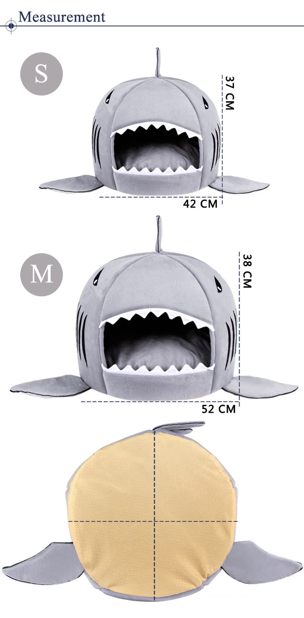 Novelty Soft Dog Cat Bed Cartoon Shark Mouse Shape Washable Doghouse Pet Sleeping Bed Bule