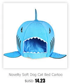 Novelty Soft Dog Cat Bed Cartoon Shark Mouse Shape Washable Doghouse Pet Sleeping Bed Bule