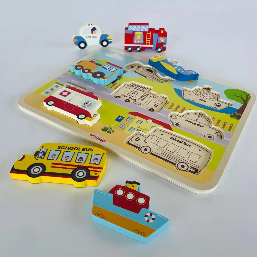 Open Ended Chunky Puzzle New Design - Vehicles