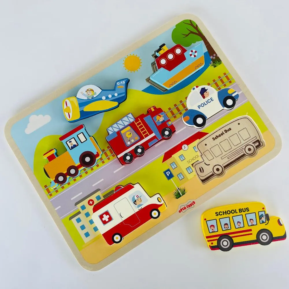 Open Ended Chunky Puzzle New Design - Vehicles